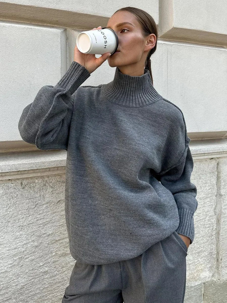 Wolfeel Women's Solid Color Fashion Knitted Turtleneck Sweater Autumn Winter Thick Loose Casual Pullovers Female Warm Sweater
