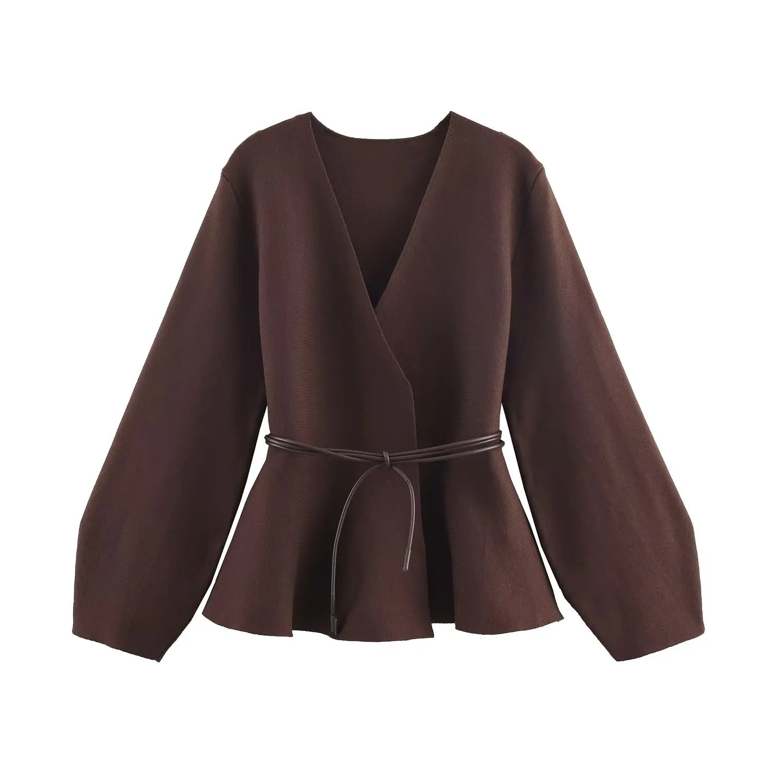 European and American style 2025 autumn new temperament versatile slim fit knitted jacket with belt