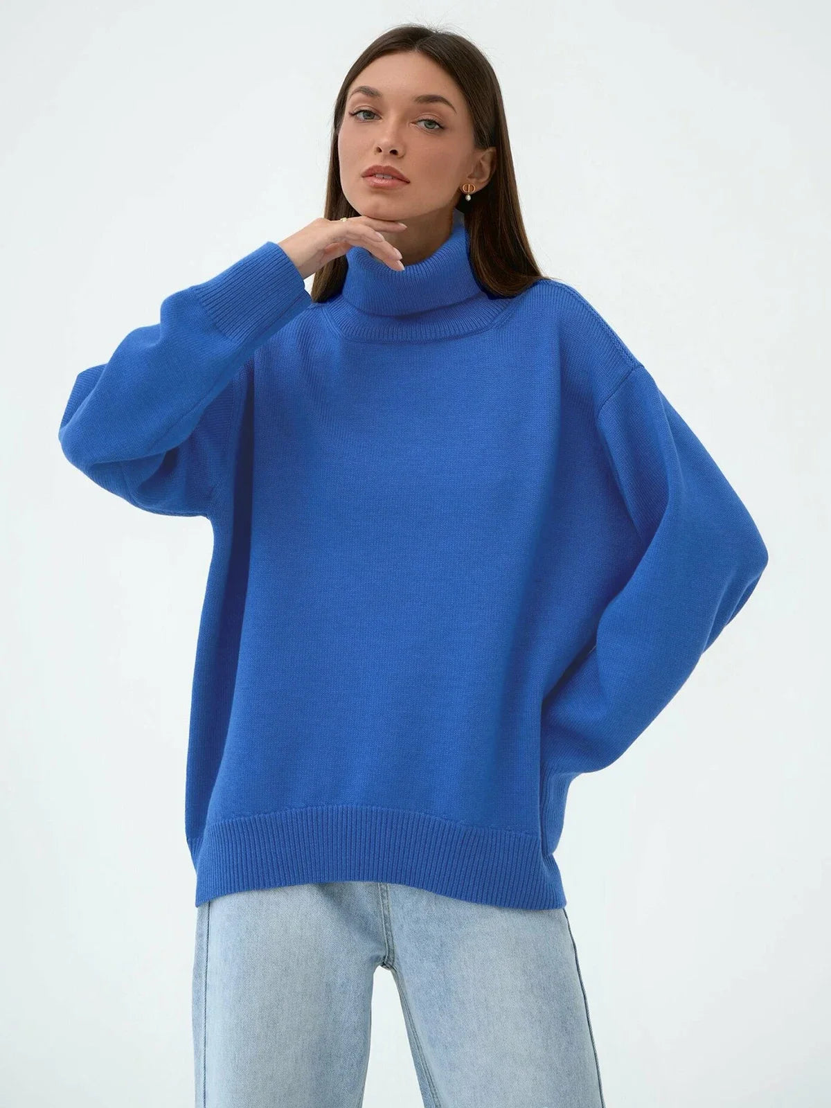 Blubelle Women's Turtleneck Sweater Chic Autumn Winter Thick Warm Oversized Casual Loose Knitted Jumper Pullover